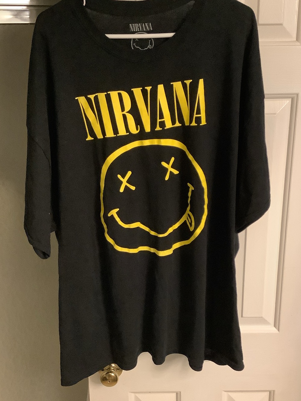 NIRVANA Black Tee with Yellow Smiley Graphic